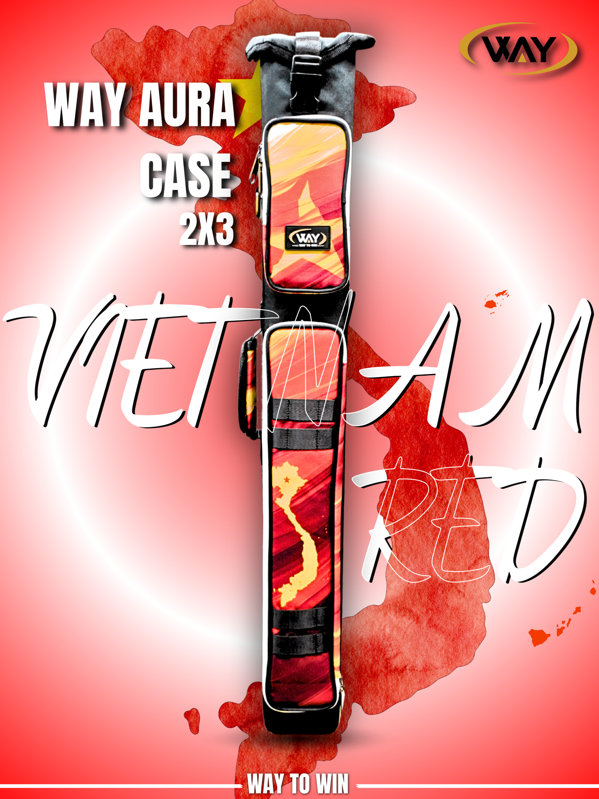 Way Aura 2x3 Cue Case Vietnam Red