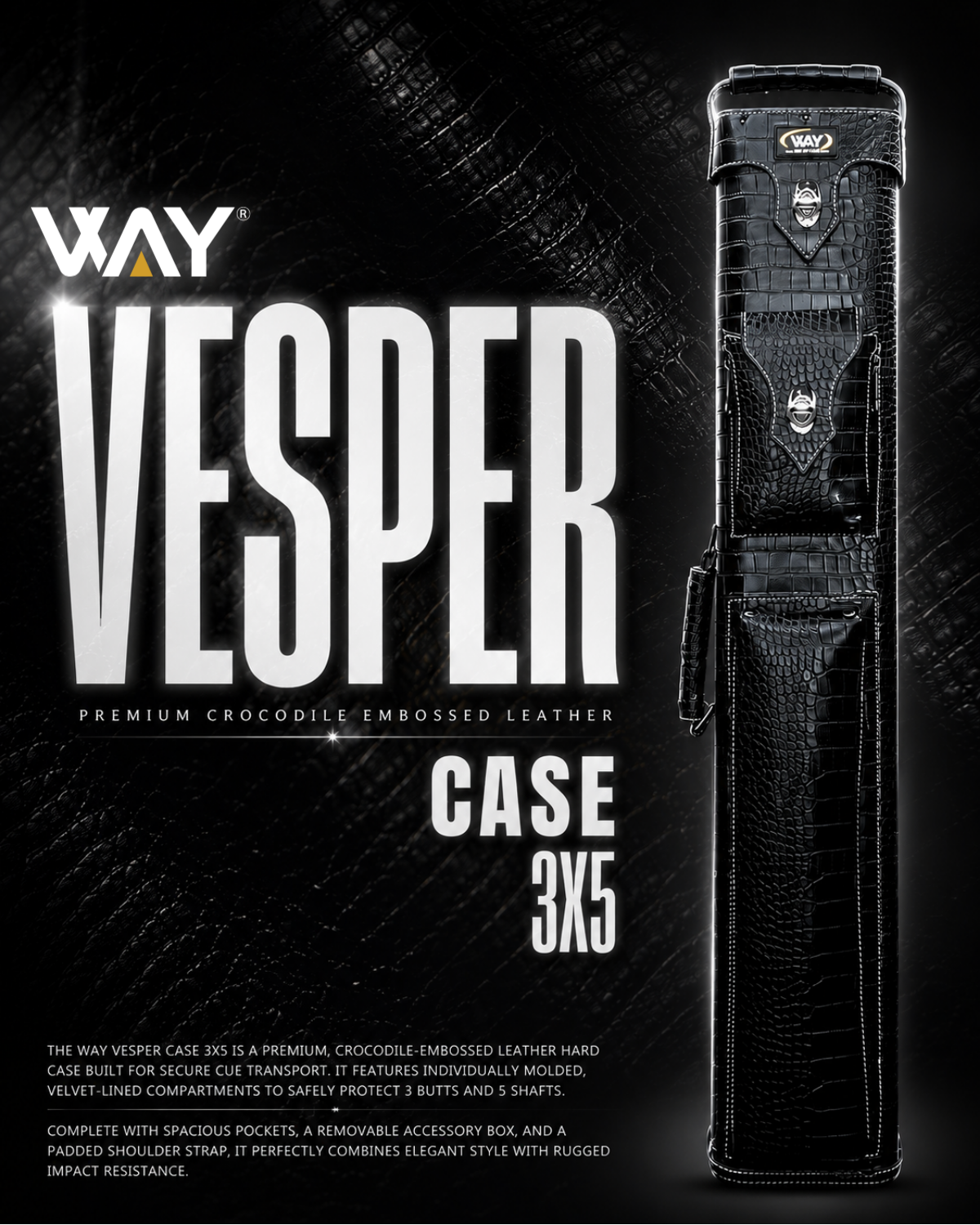 Way Vesper 3x5 Cue Case Black